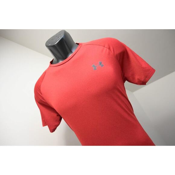 Under Armour Gym Shirt The Tech Tee Short Sleeve Red Athletic Mens Size Small - Picture 1 of 9